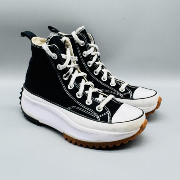 Converse Shoes Womens 7.5 Black Canvas Run Star Hike Hi Platform Lugged Sneakers - Picture 2 of 10